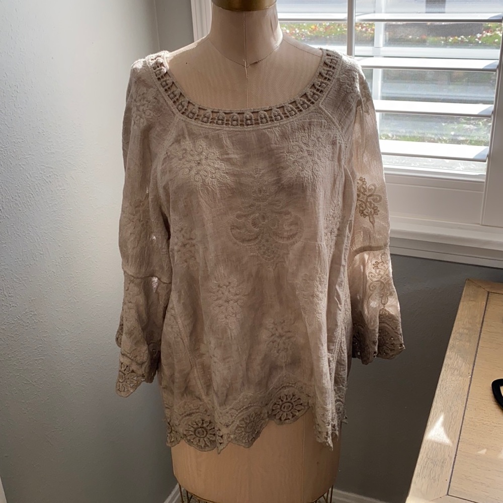 Beige bohemian top